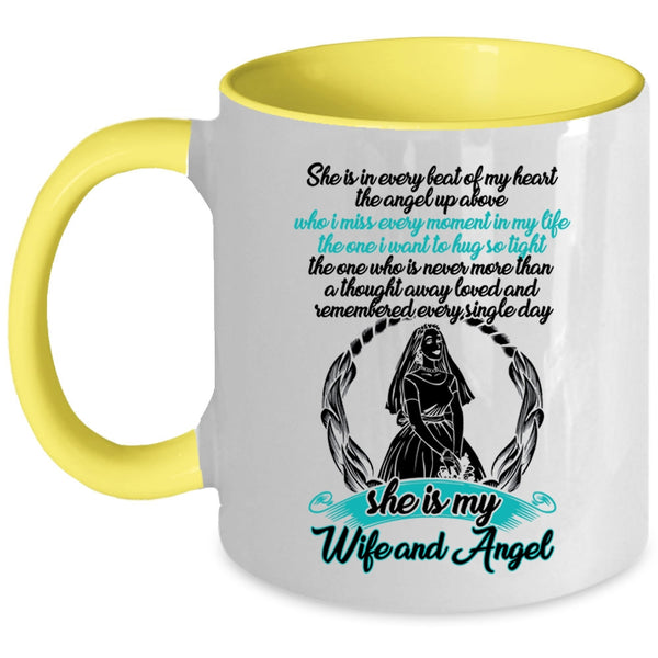 Cool Husband Coffee Mug, She Is My Wife And Angel Accent Mug