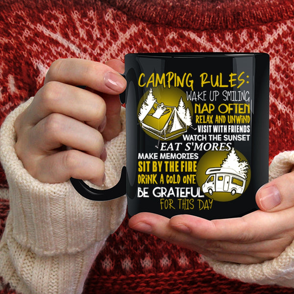 Camping Rules Coffee Mug, Be Gratful For This Day Coffee Cup