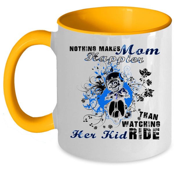 Watching Her Kid Ride Coffee Mug, Nothing Makes Mom Happier Accent Mug