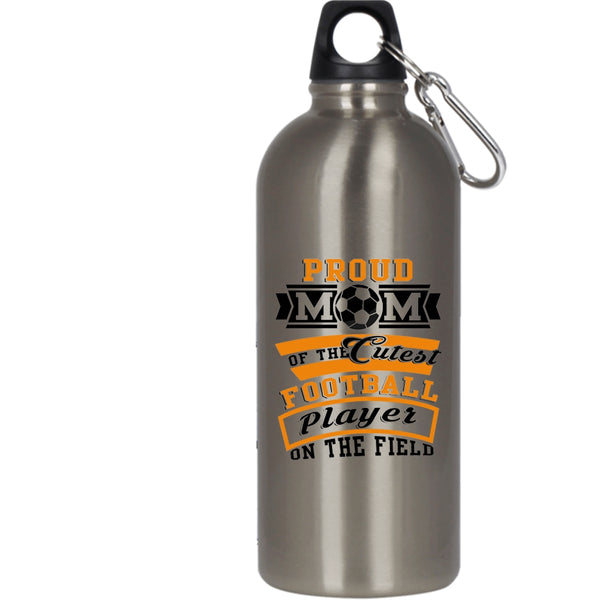 Proud Mom Of The Cutest Football Player 20 oz Stainless Steel Bottle,Cool Mom Outdoor Sports Water Bottle