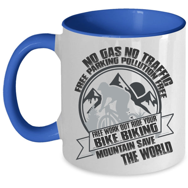 Biking Mountain Save The World Coffee Mug, Ride Your Bike Accent Mug