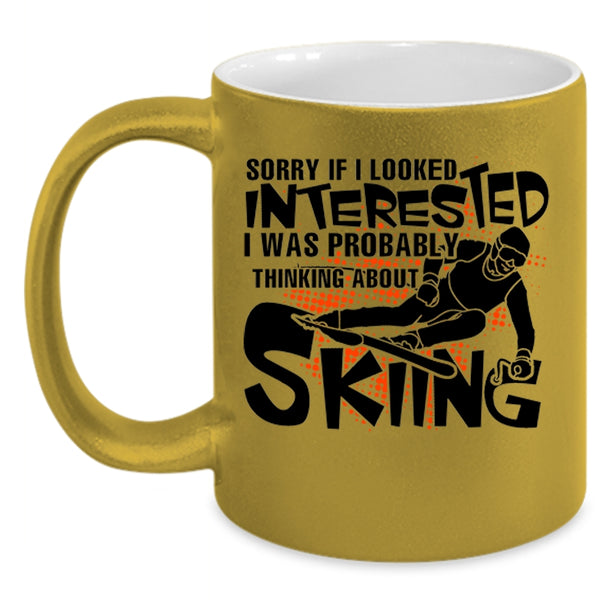 Love Skiing Coffee Mug, I Was Probably Thinking A Bout Skiing Accent Mug