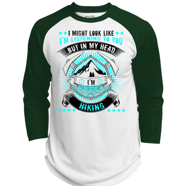 In My Head I'm Hiking T Shirt, I Love Hiking T Shirt, Awesome T-Shirts  (Polyester Game Baseball Jersey)