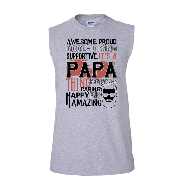 Awesome Proud T Shirt, Coolest Papa Ever T Shirt, Awesome t-shirts (Men's Cotton Sleeveless)