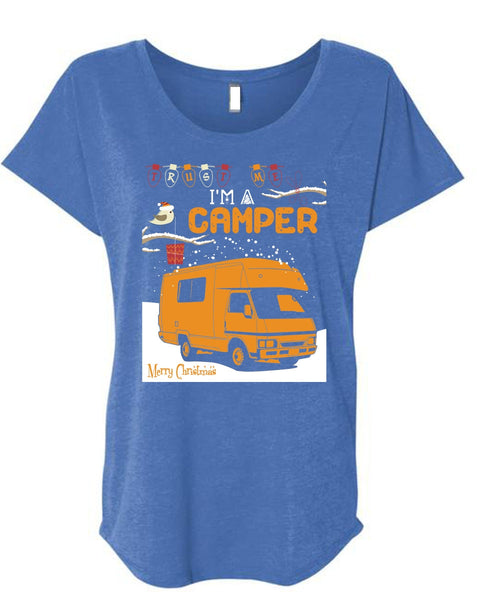 I'm A Camper T Shirt, Merry Christmas T Shirt, Cool Shirt (Ladies' Triblend Dolman Sleeve)