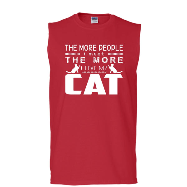 The More People I Meet The More Shirt, I Love My Cat Shirt (Men's Cotton Sleeveless)