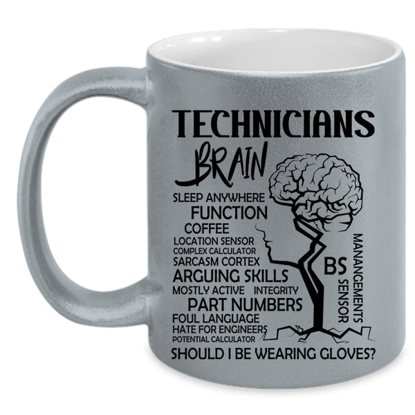 Cool Job Title Coffee Mug, Technicians Brain Accent Mug