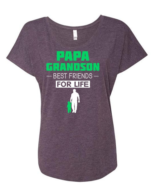 Papa And Grandson Best Friends For Life T Shirt, Father's Day T Shirt (Ladies' Triblend Dolman Sleeve)