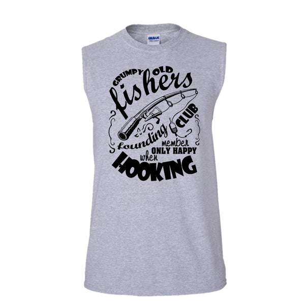 Grumpy Old Fishers T Shirt, Coolest Fishing T Shirt, Awesome t-shirts (Men's Cotton Sleeveless)