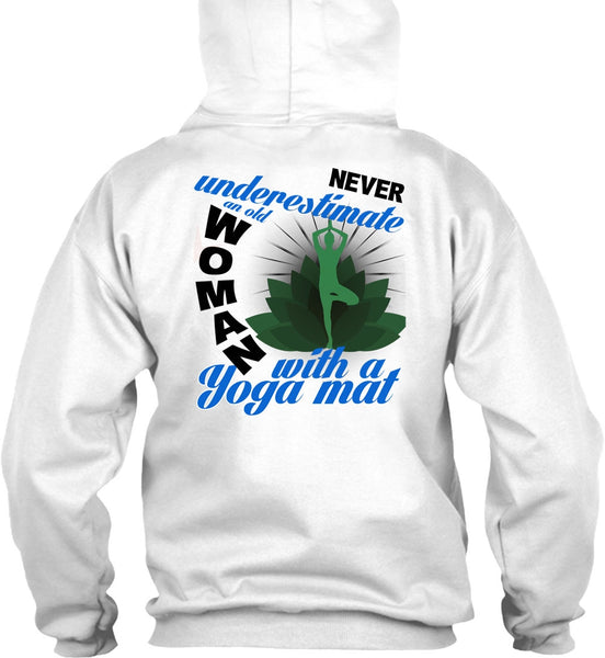 Old Woman With A Yoga Mat T Shirt, I Love Yoga T Shirt