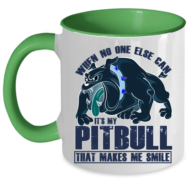 Cute Pitbull Owner Coffee Mug, My Pitbull Makes Me Smile Accent Mug