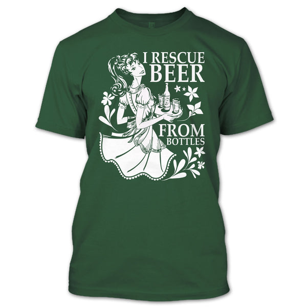 I Rescue Beer From Bottles T Shirt, Coolest Beer Drinker T Shirt