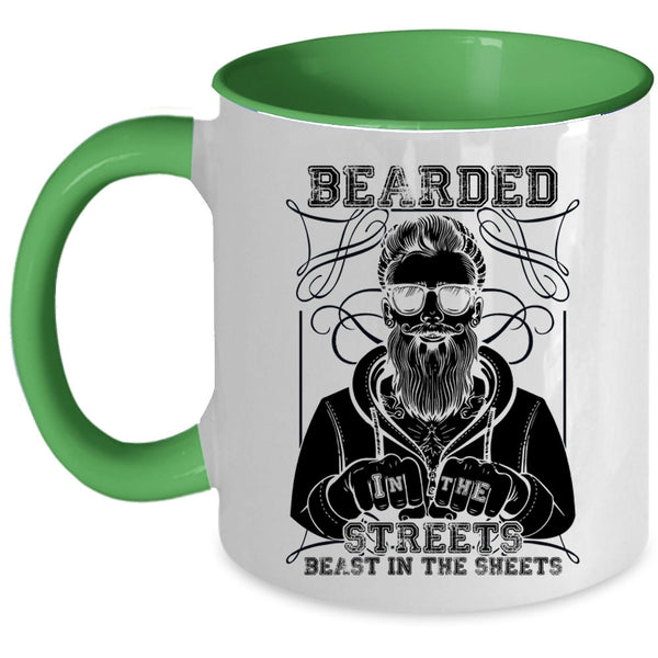 Cool Gift For Bearded Men Coffee Mug, Bearded In The Streets Accent Mug