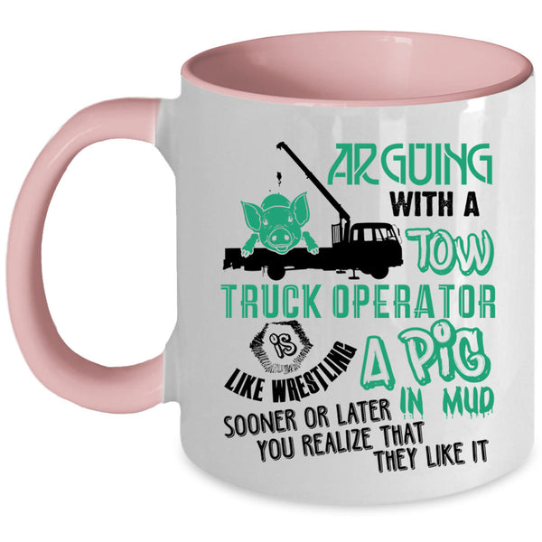 Cool Gift For Trucker Coffee Mug, Tow Truck Operator Accent Mug