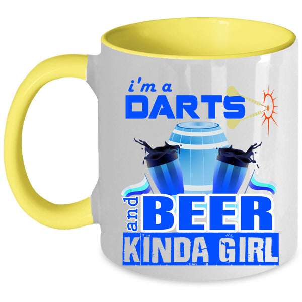 Awesome Girls Coffee Mug, I'm A Darts And Beer Kinda Girl Accent Mug