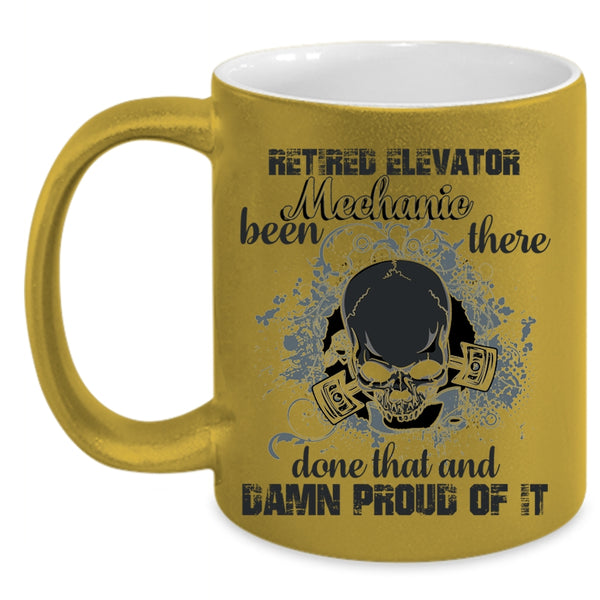 Cool Retirement Coffee Mug, Ritired Elevator Mechanic Accent Mug