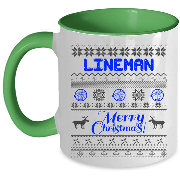 Merry Christmas Gift For Lineman Coffee Mug, Lineman Accent Mug
