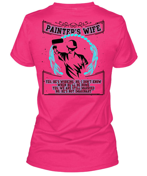 Painter's Wife T Shirt, We Are Still Married T Shirt, Cool Shirt (Ladies LS Heather V-Neck)