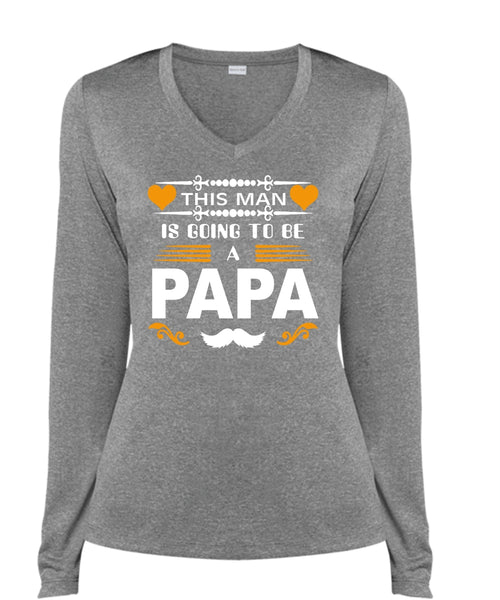 This Man Is Going To Be A Papa T Shirt, Father's Day T Shirt (Ladies LS Heather V-Neck)
