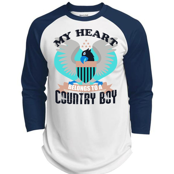 My Heart Belongs To A Country Boy T Shirt, I Love Veteran T Shirt, Awesome T-Shirts  (Polyester Game Baseball Jersey)