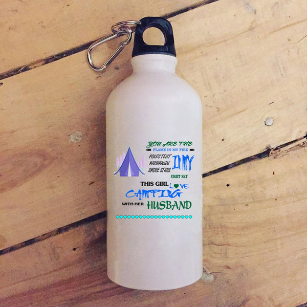 This Girl Loves Camping With Her Husband 20 oz Stainless Steel Bottle,Funny Camping Outdoor Sports Water Bottle
