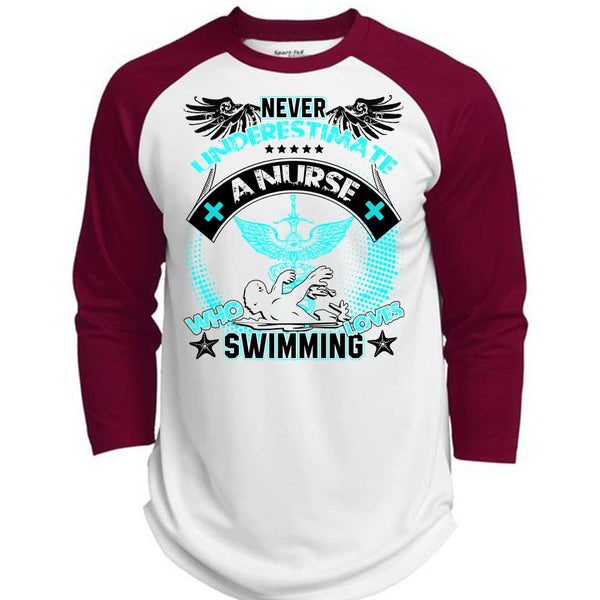 Nurse Who Loves Swimming T Shirt, I Love Swimming T Shirt, Awesome T-Shirts  (Polyester Game Baseball Jersey)