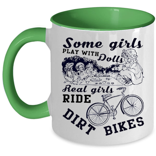 Cool Girls Coffee Mug, Real Girls Ride Dirt Bikes Accent Mug