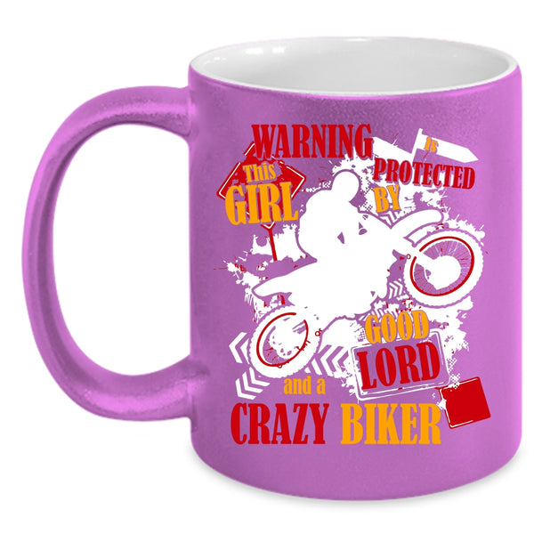 This Girl Is Protected By A Crazy Biker Coffee Mug, Cute Girls Coffee Cup