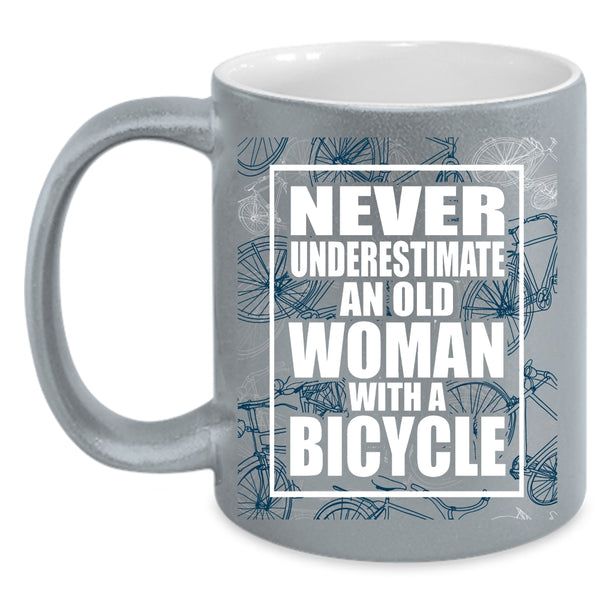 An Old Woman With A Bicycle Coffee Mug, Funny Grandmas Coffee Cup