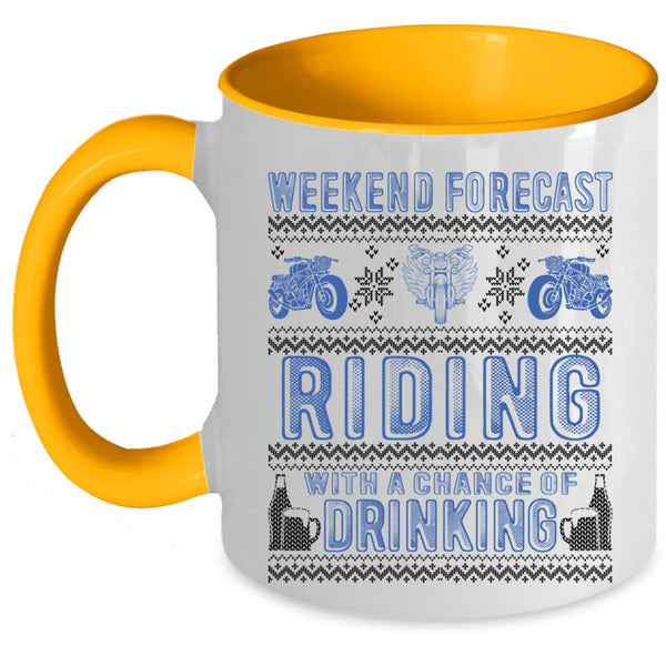 Chance Of Drinking Coffee Mug, Weekend Forecast Riding Accent Mug