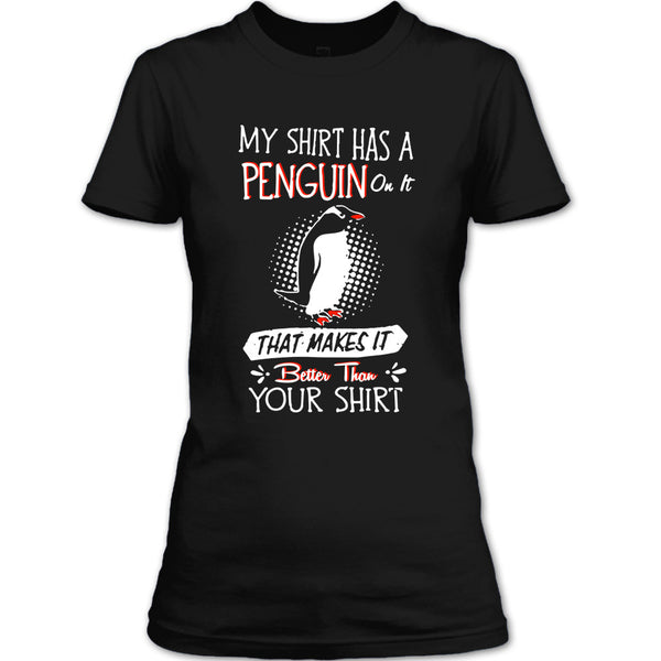 A black t-shirt with the shopify logo