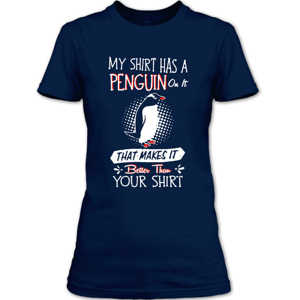 A black t-shirt with the shopify logo