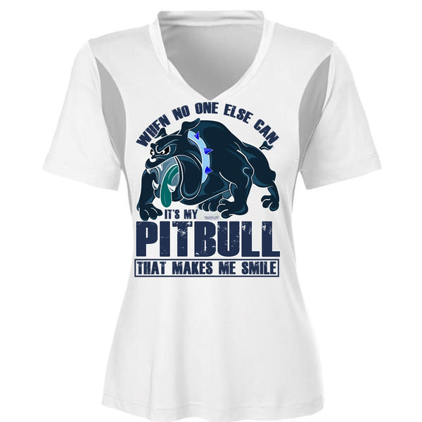 It's My Pit Bull T Shirt, Makes Me Smile T Shirt, Cool Shirt (Ladies LS Heather V-Neck)