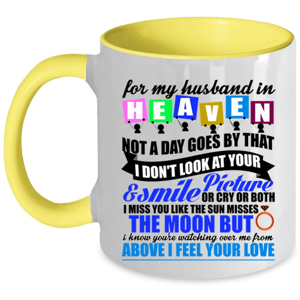 Cool Gift For My Wife Coffee Mug, For My Husband In Heaven Accent Mug
