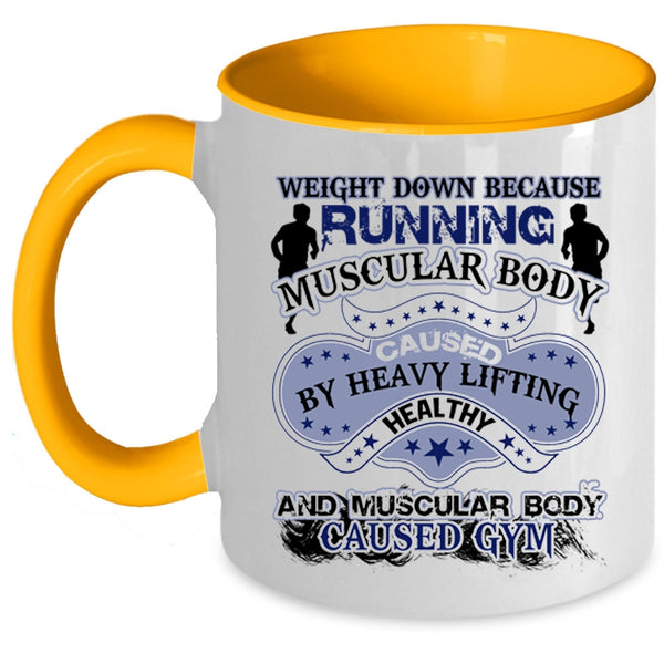 Muscular Body Caused Gym Coffee Mug, Running Muscular Body Accent Mug