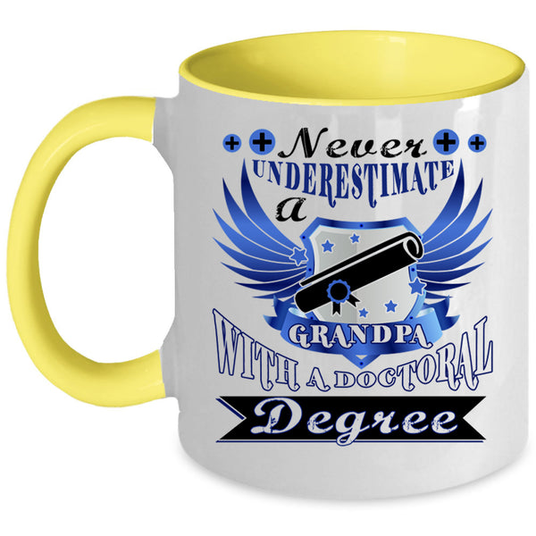Old Doctor Coffee Mug, Grandpa With A Doctoral Degree Accent Mug