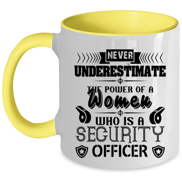 My Wife Coffee Mug, Power Of A Women Is A Security Officer Accent Mug