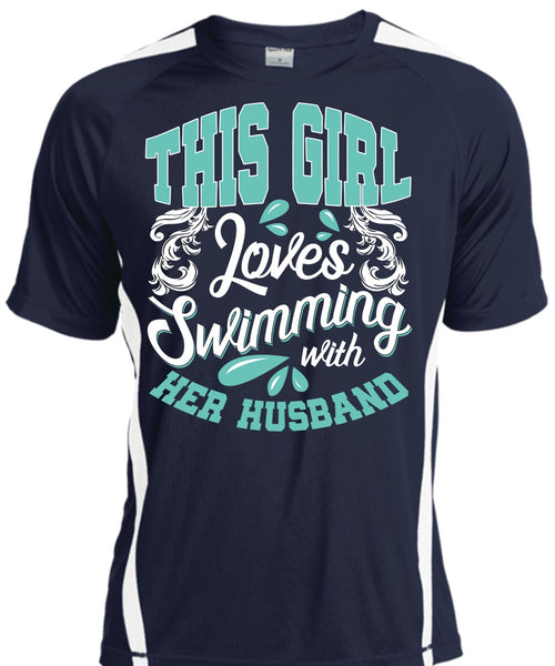 This Girl Loves Swimming With Her Husband T Shirt, Being A Swimmer T Shirt, Cool Shirt