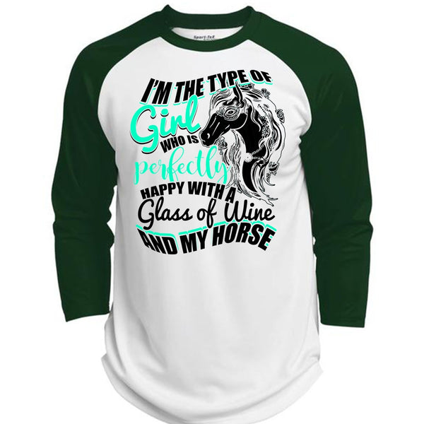 Glass Of Wine And My Horse T Shirt, I Love Horse T Shirt, Awesome T-Shirts  (Polyester Game Baseball Jersey)