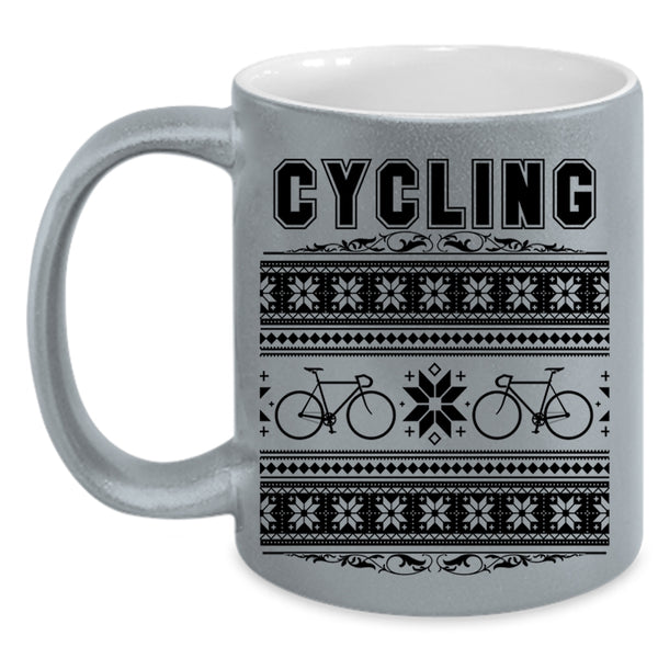 I Love Christmas  Coffee Mug, Cycling Accent Mug