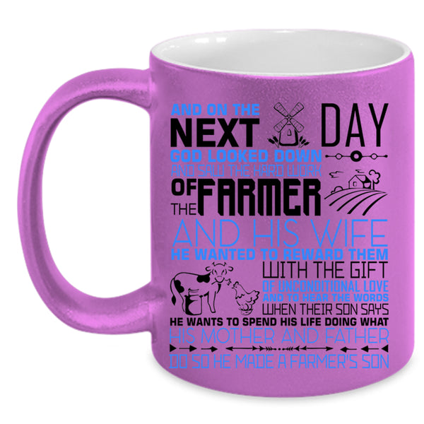 He Made A Farmer's Son Coffee Mug, His Mother And Father Accent Mug