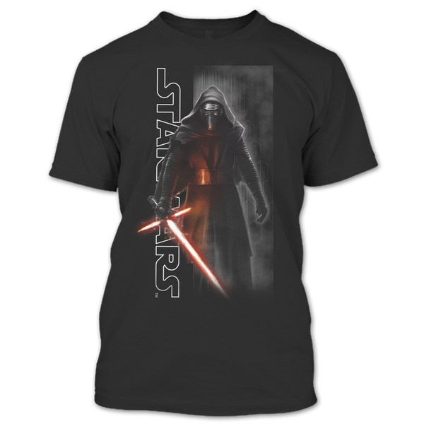 A black t-shirt with the shopify logo