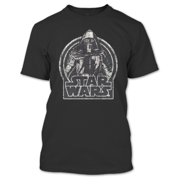 A black t-shirt with the shopify logo