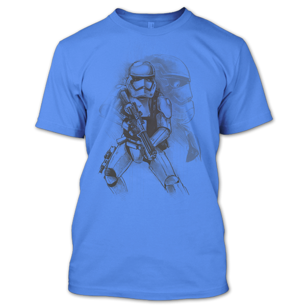 A black t-shirt with the shopify logo