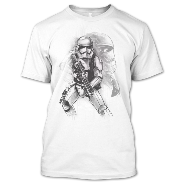 A black t-shirt with the shopify logo