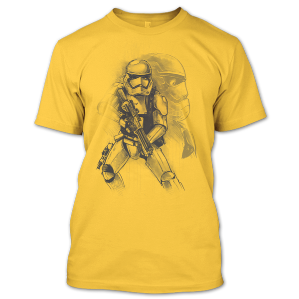 A black t-shirt with the shopify logo