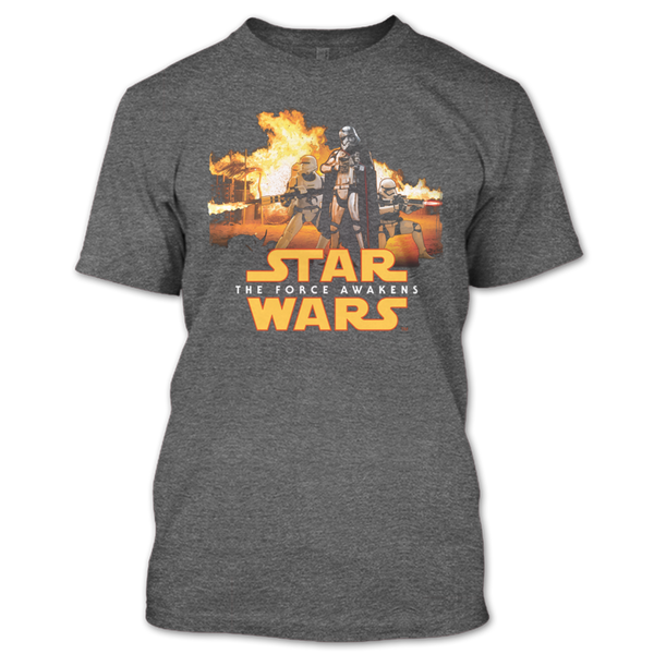 A black t-shirt with the shopify logo