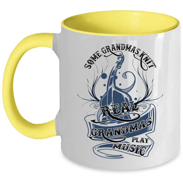 Real Grandmas Play Music Coffee Mug, Some Grandmas Knit Accent Mug