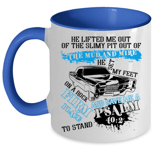 Cool Car Driver Coffee Mug, He Set My Feet On A Rock Firm Place Accent Mug