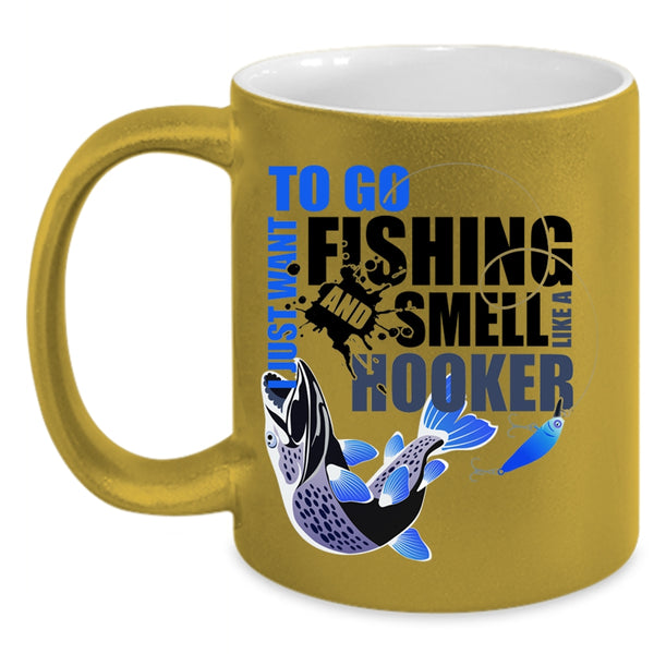 Awesome Fishing Coffee Mug, I Just Want To Go Fishing Accent Mug